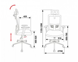 Кресло руководителя Бюрократ MC-612-H/DG/GREEN серый TW-04 сиденье зеленый BAHAMA сетка/ткань крестовина хром-foto4