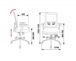 Кресло Бюрократ MC-612/B/26-B01 черный BM-11 сиденье черный 26-В01 сетка/ткань крестовина хром-foto4