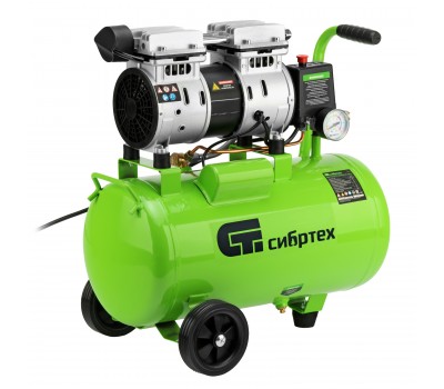 Компрессор безмаслянный малошумный МБ 1100/24,1100 Вт, 24 л, 170 л/мин// Сибртех