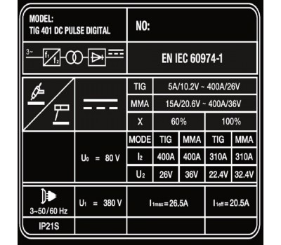 Аппарат аргонодуговой сварки SAGGIO TIG 401 DC Pulse Digital