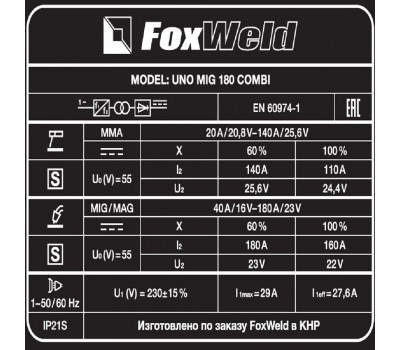 Сварочный полуавтомат UNO MIG 180 COMBI