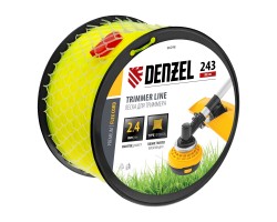 Леска для триммера витой квадрат, 2,4мм х 243м, на DIN катушке FLEX CORD Denzel