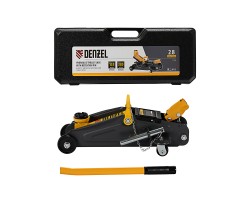 Домкрат гидравлический подкатной с фиксатором, 2,8 т, 135-385 мм, в кейсе Denzel