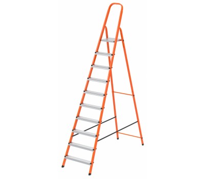 Стремянка, 10 ступеней, стальной профиль, ступени сталь, оранжевая, Россия, Сибртех Стремянка, 10 ступеней, стальной профиль, ступени сталь, оранжевая, Россия, Сибртех