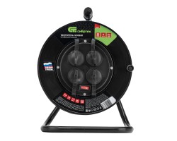 Удлинитель силовой на кабельной катушке, ПВС, 25 м, 4 розетки с крышкой, IP44, 16А, УХз16, Сибртех-foto3