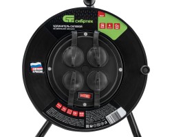 Удлинитель силовой на кабельной катушке, ПВС, 25 м, 4 розетки с крышкой, IP44, 16А, УХз16, Сибртех-foto4