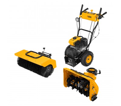 Гибридная снегоуборочная машина с функц. подметания SWB-800, 212 сс, руч. старт, 2 насадки// Denzel