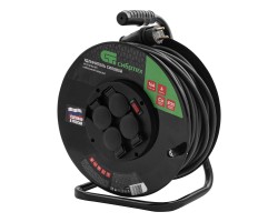 Удлинитель силовой 50 м, 16А, тип УХз16, КГ 3 x 2.5 мм, на стальной катушке, 4 розетки Сибртех