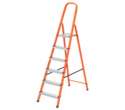 Стремянка, 6 ступеней, стальной профиль, ступени сталь, оранжевая, Россия, Сибртех Стремянка, 6 ступеней, стальной профиль, ступени сталь, оранжевая, Россия, Сибртех