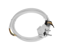 Шнур сетевой Energy Series, ПВС, 1,5 м, 3 x 1 мм, с неразборной вилкой, белый, Denzel