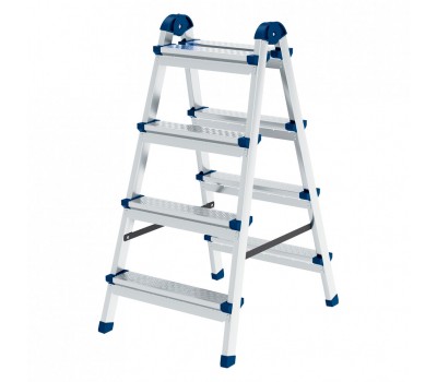 Стремянка двухсторонняя 4 ступени, сталь профиль, стальные ступени, Россия Сибртех Стремянка двухсторонняя 4 ступени, сталь профиль, стальные ступени, Россия Сибртех