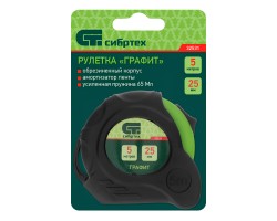 Рулетка Графит,обрезиненный корпус,амортизатор,5 м х 25 мм Сибртех-foto6