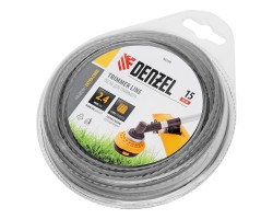 Леска для триммера двухкомпонентная зубчатый квадрат, 2,4мм х 15м, блистер EXTRA CORD, Denzel