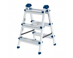 Стремянка двухсторонняя 3 ступени, сталь профиль, стальные ступени, Россия Сибртех