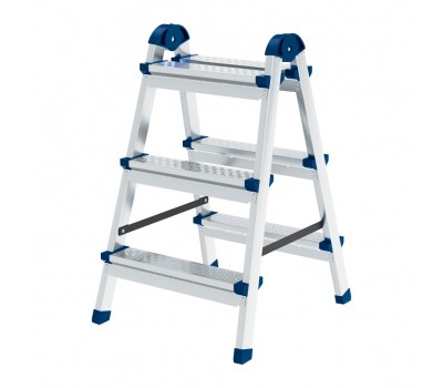Стремянка двухсторонняя 3 ступени, сталь профиль, стальные ступени, Россия Сибртех Стремянка двухсторонняя 3 ступени, сталь профиль, стальные ступени, Россия Сибртех