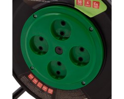 Удлинитель силовой 50 м, 16А, тип УХ10, ПВС, усиленный, на кабельной катушке, 4 розетки без заземления Сибртех-foto4