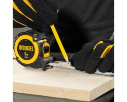 Рулетка 5м х 19мм, автоматич. фиксац., нейлон. покрытие, магнит. зацеп, двухстор. разметка Denzel-foto9