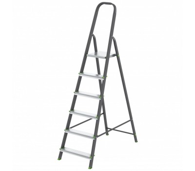 Стремянка, 6 ступеней, стальной профиль, алюминиевые ступени Россия Сибртех