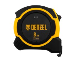 Рулетка 8м х 25мм, двухкомп. корпус, магнитный обрезиненный зацеп Denzel-foto2