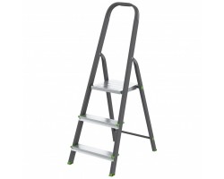 Стремянка, 3 ступени, стальной профиль, алюминиевые ступени Россия Сибртех