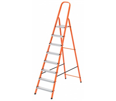 Стремянка, 8 ступеней, стальной профиль, ступени сталь, оранжевая, Россия, Сибртех Стремянка, 8 ступеней, стальной профиль, ступени сталь, оранжевая, Россия, Сибртех