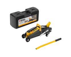 Домкрат гидравлический подкатной с фиксатором, 2 т, 130-330 мм, в кейсе Denzel