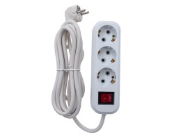 Удлинитель бытовой 3 м, 10A, тип УХз10, с заземлением и выключателем, 3 розетки, Сибртех-foto2