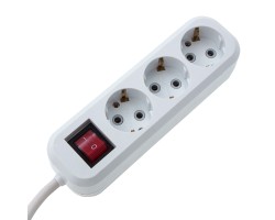 Удлинитель бытовой 3 м, 10A, тип УХз10, с заземлением и выключателем, 3 розетки, Сибртех-foto3