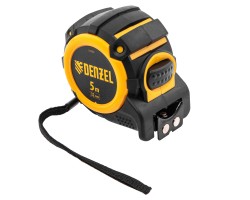 Рулетка 5м х 32мм, автоматич. фиксац., нейлон. покрытие, магнит. зацеп, двухстор. разметка Denzel