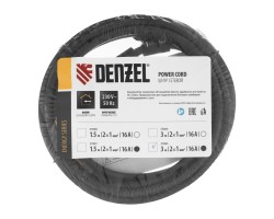 Шнур сетевой Energy Series, ПВС, 3 м, 2 x 1 мм, с неразборной вилкой, черный, Denzel-foto6