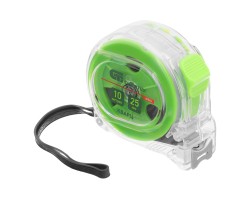 Рулетка Кварц,прозрачный корпус,амортизатор,10 м х 25 мм Сибртех