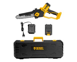 Цепная мини-пила аккумуляторная бесщет., СCS-200BL, шина 200 мм, Li-Ion, 20 В Denzel-foto2