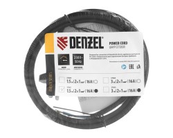 Шнур сетевой Energy Series, ПВС, 1,5 м, 2 x 1 мм, с неразборной вилкой, черный, Denzel-foto6