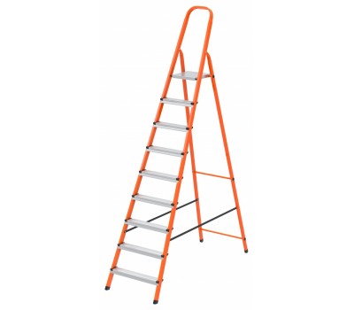 Стремянка, 9 ступеней, стальной профиль, ступени сталь, оранжевая, Россия, Сибртех Стремянка, 9 ступеней, стальной профиль, ступени сталь, оранжевая, Россия, Сибртех