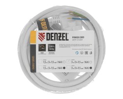 Шнур сетевой Energy Series, ПВС, 3 м, 3 x 1,5 мм, с неразборной вилкой, белый, Denzel-foto6