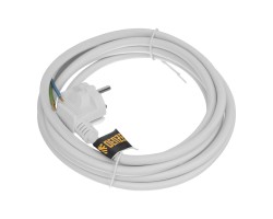 Шнур сетевой Energy Series, ПВС, 3 м, 3 x 1,5 мм, с неразборной вилкой, белый, Denzel