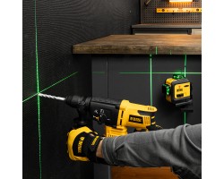 Лазерный уровень мультипризм. LXI 360-3 Green, 30 м, 520 Нм, акк. Li 2800 mAh, резьба 1/4" Denzel-foto18