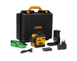 Лазерный уровень мультипризм. LXI 360-3 Green, 30 м, 520 Нм, акк. Li 2800 mAh, резьба 1/4" Denzel