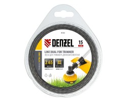 Леска для триммера двухкомпонентная, квадратная 2.65 мм x 15 м Extra cord Denzel-foto2