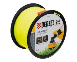 Леска для триммера звезда, 2,4мм х 260м, на DIN катушке FLEX CORD Denzel
