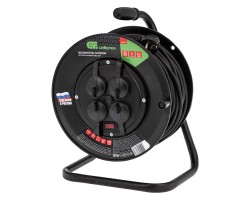 Удлинитель силовой на кабельной катушке, ПВС, 50 м, 4 розетки с крышкой, IP44, 16А, УХз16, Сибртех