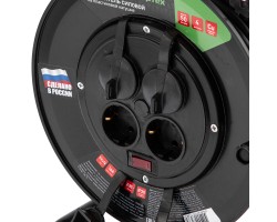 Удлинитель силовой на кабельной катушке, ПВС, 50 м, 4 розетки с крышкой, IP44, 16А, УХз16, Сибртех-foto4