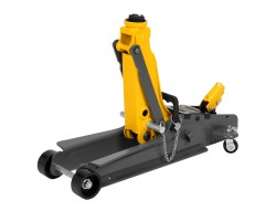 Домкрат гидравлический подкатной с фиксатором, 2,5 т, 85-385 мм, в пласт. кейсе Denzel-foto4