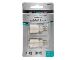 Муфта универсальная быстросъемная ("мама") 1/4, внешняя резьба, 2 шт, Stels-foto7