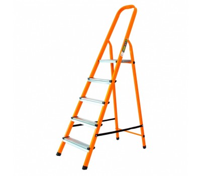 Стремянка, 5 ступеней, стальной профиль, ступени сталь, оранжевая, Россия, Сибртех Стремянка, 5 ступеней, стальной профиль, ступени сталь, оранжевая, Россия, Сибртех
