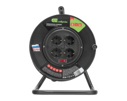 Удлинитель силовой 25 м, 16А, тип УХз16, ПВС, на кабельной катушке, 4 розетки, Сибртех-foto2