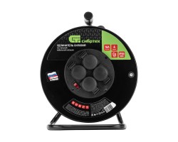 Удлинитель силовой 50 м, 16А, тип УХз16, ПВС 3 x 2.5 мм, на стальной катушке, 4 розетки Сибртех-foto2