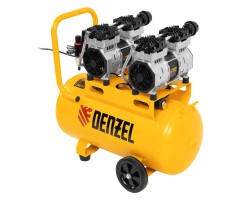 Компрессор безмасляный, малошумный DLS 1500/50, 1500 ВТ, 2x750, 50 л, 260 л/мин// Denzel 