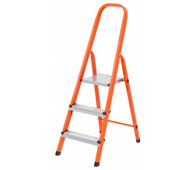 Стремянка, 3 ступени, стальной профиль, ступени сталь, оранжевая, Россия, Сибртех Стремянка, 3 ступени, стальной профиль, ступени сталь, оранжевая, Россия, Сибртех