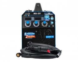 Полуавтомат сварочный Solaris MIG-201 (230В, MIG/SPOT/FLUX/MMA/TIG, встроенная горелка 2 м, смена полярности, 2T/4T, рег.индуктивн.) (SOLARIS) (MIG-201)-foto3